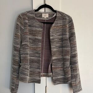 LOFT Textured Open Front Jacket in Neutral Tones